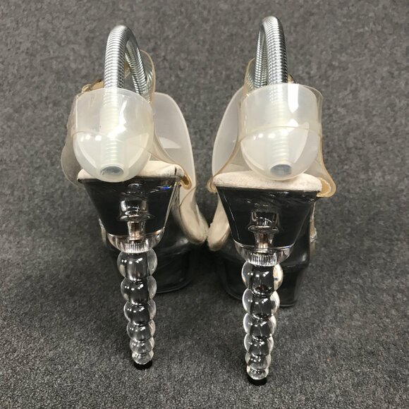 Ellie 521-Jewel-W Clear Dancers Strappy Rhinestone Lucite 5" Platform Heels Sz 6 - Picture 4 of 6